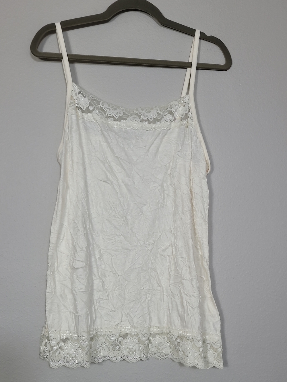 Y2K Maurices Crinkle Lace Cami Size XL Ivory Whimsigoth Fairycore Layers 90s